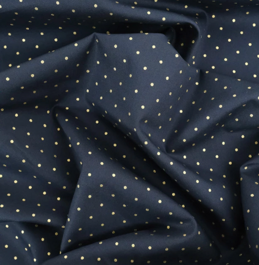 Pois dorés fond bleu marine