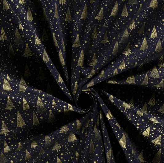 Sapins dorés fond bleu marine