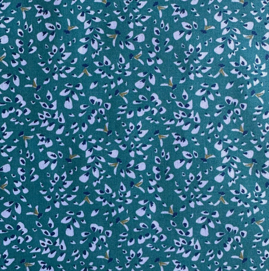 Coton enduit feuillage bleu