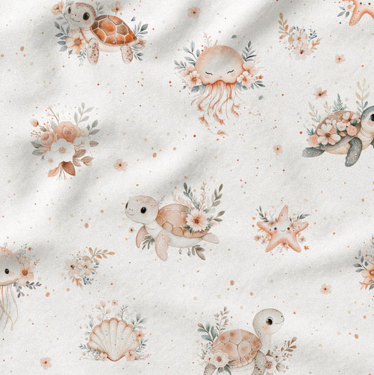 Tortues et méduses rose