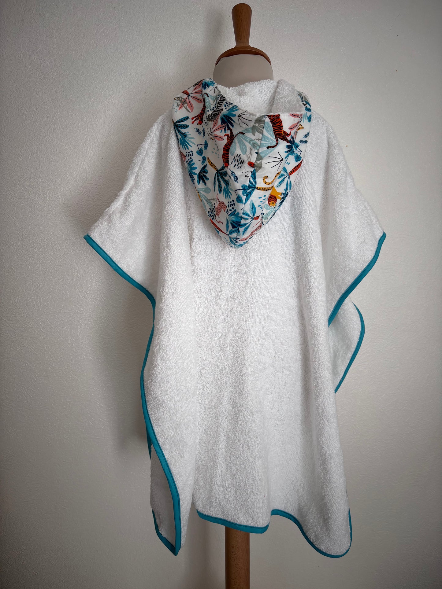 Poncho de bain enfant 3-5 ans - Jungle bleue fait main Cam’coud