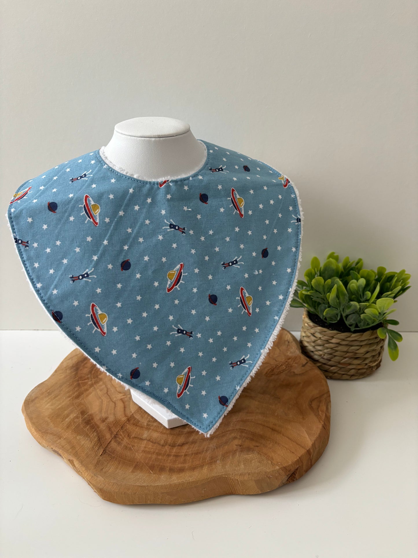Bavoir bandana lavable pour bébé, motif martiens, doux et absorbant avec éponge de bambou, à utiliser sous surveillance d’un adulte