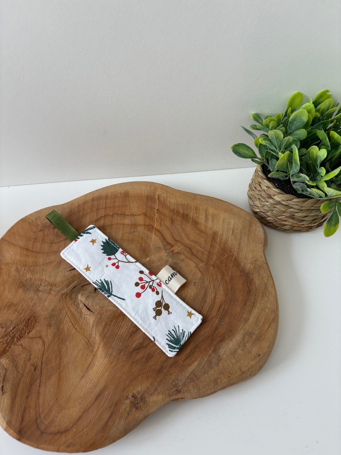 Marque-page textile thème Noël en tissu upcyclé