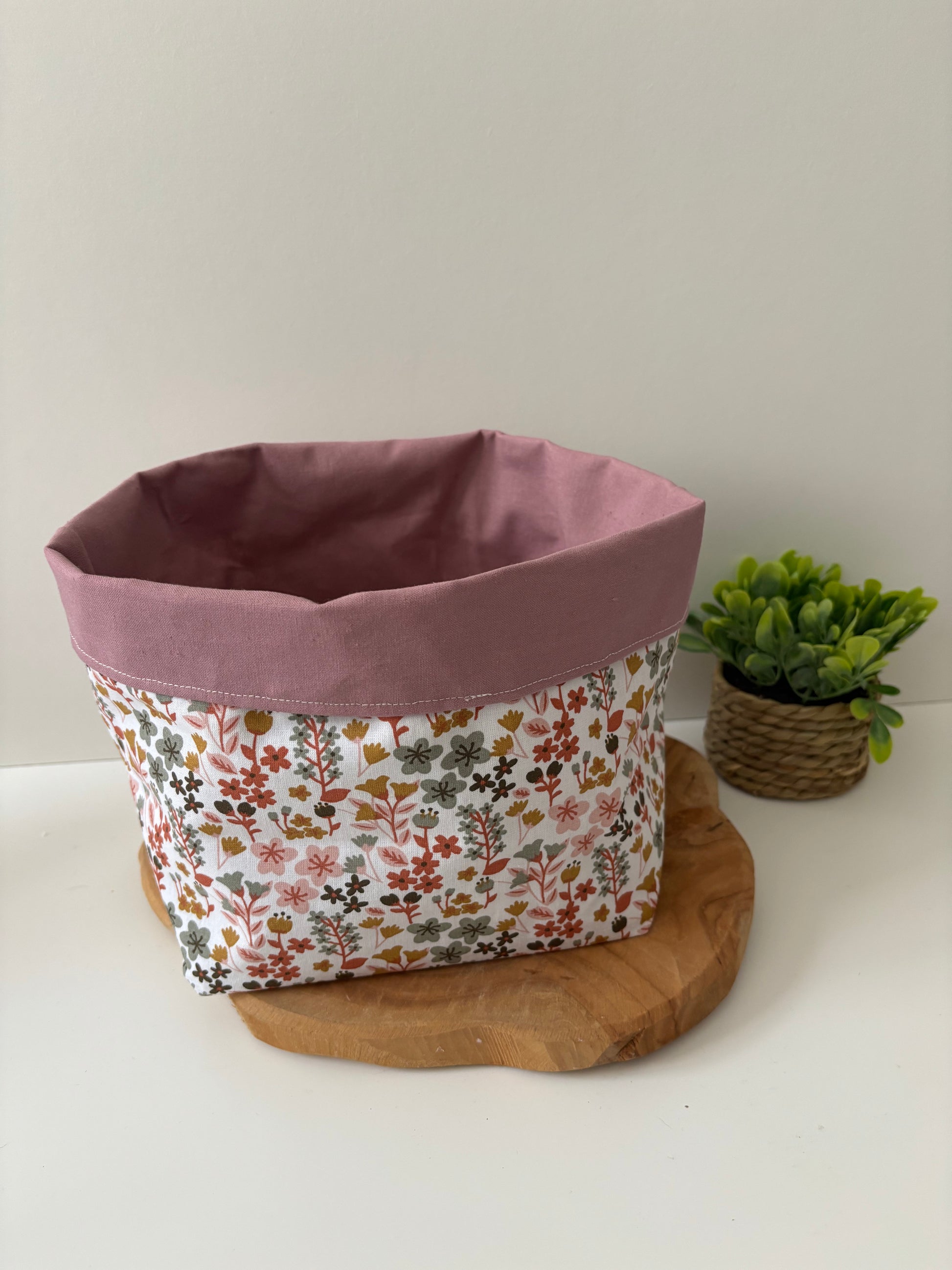 Panière moyenne motif rosa, fait main en France, lavable en machine à 30 °C