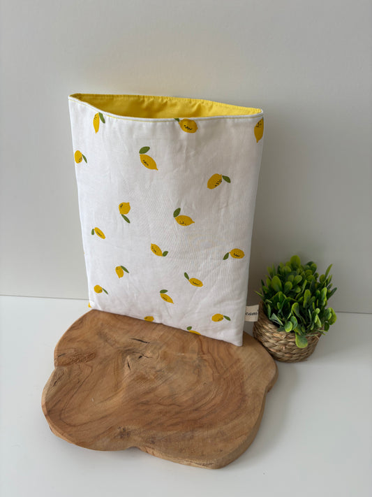 Pochette à livre en coton motif citrons
