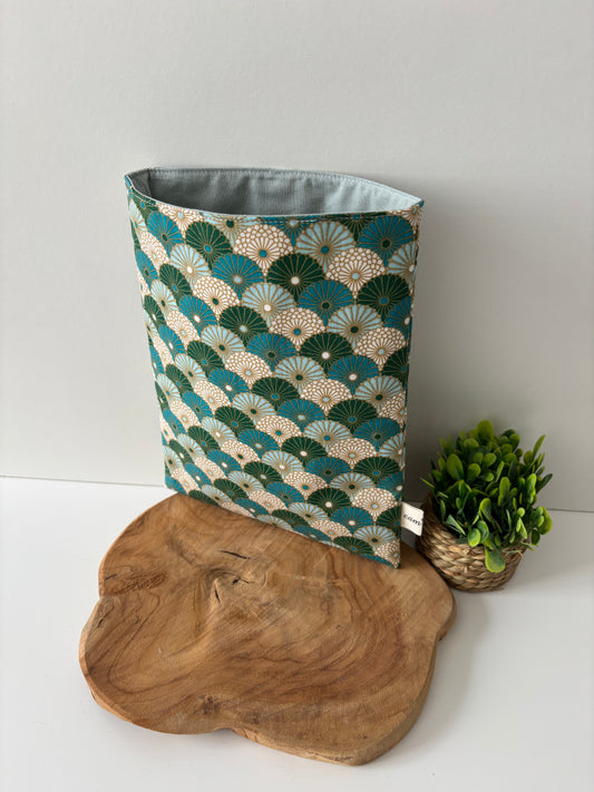 Pochette à livre en coton motif Hiro turquoise