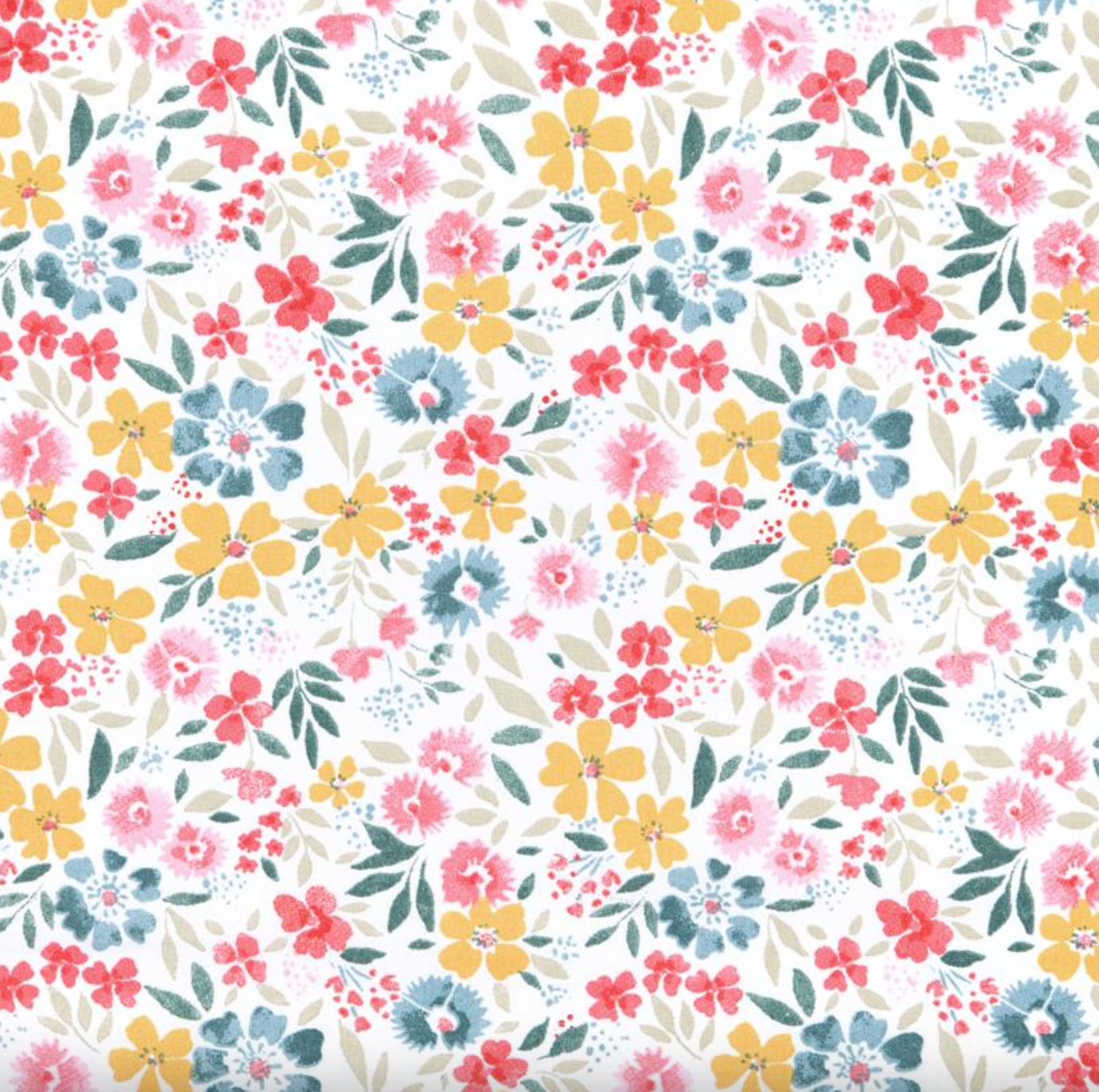 Coton enduit fleurs aquarelle
