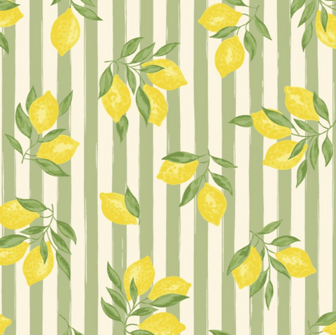 Citrons jaunes sur rayures amande