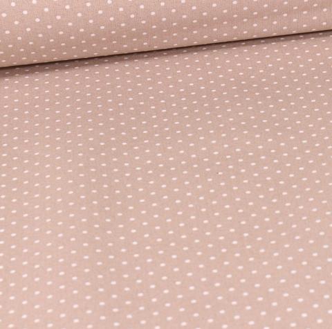 Coton enduit pois blancs fond beige