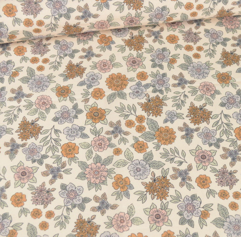 Fleurs colorées fond écru
