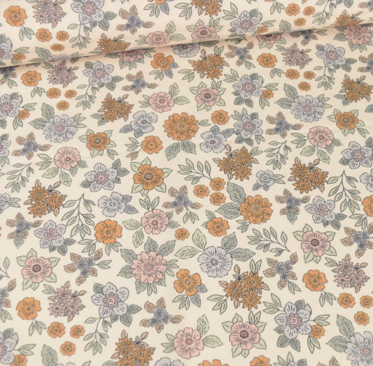 Fleurs colorées fond écru