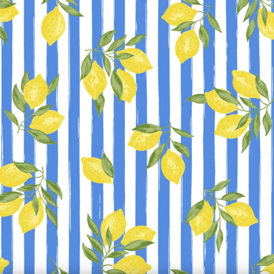 Citrons jaunes sur rayures bleues