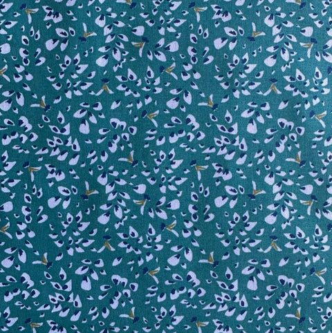 Coton enduit feuillage bleu