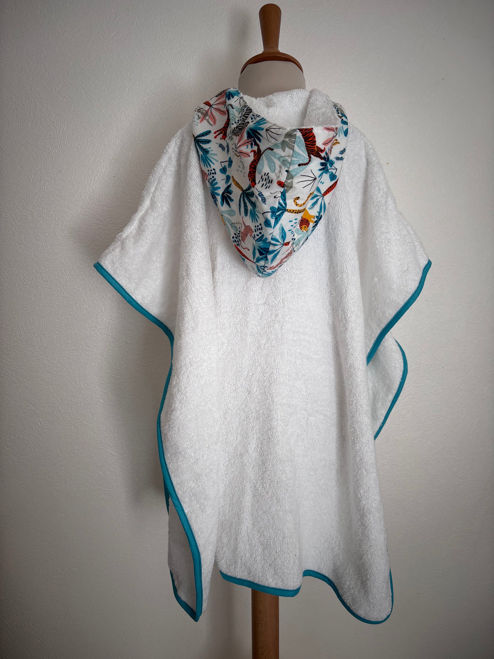 Poncho de bain enfant 3-5 ans - Jungle bleue fait main Cam’coud