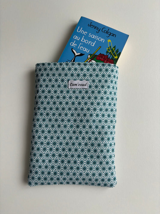 Pochette à livre géométrique bleu