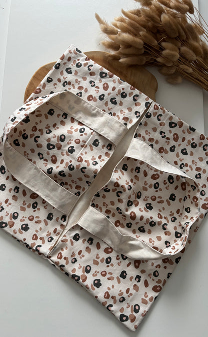 Sac à tarte lavable 38x38 cm, avec anses, motif Léopard, réutilisable
