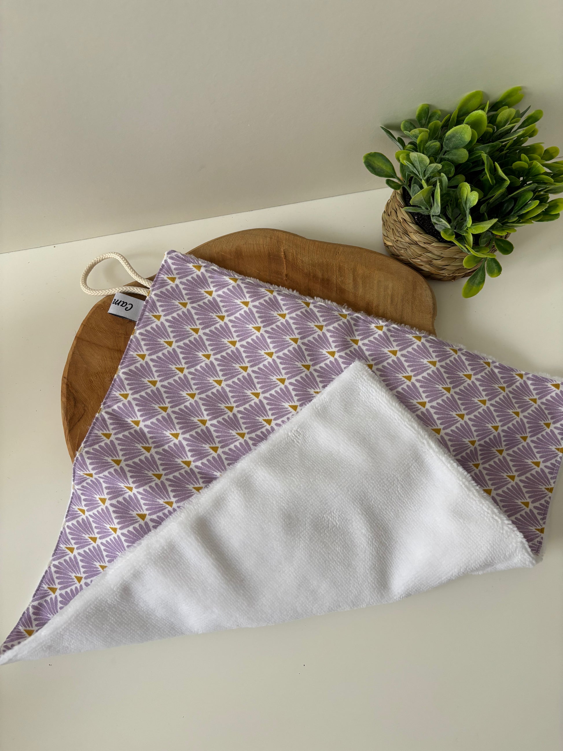 Serviette visage Cam’coud motif éventails lilas