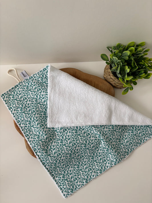 Serviette visage Cam’coud motif feuilles vertes